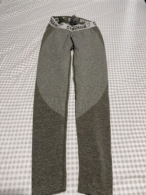 Gymshark Charcoal Leggings with Teal Waistband